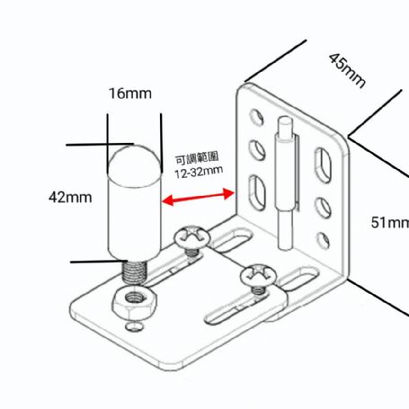 T-30可調門止(適用板厚12-32mm)