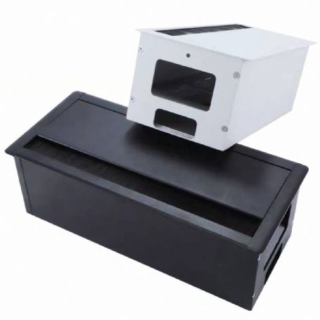 鋁合金緩衝出綫盒 毛刷綫盒 辦公桌插座出綫盒出綫孔走綫孔  台灣專用118孔距 二座／三座 黑 白 色