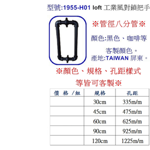 LoFt工業風把手(對鎖把手)